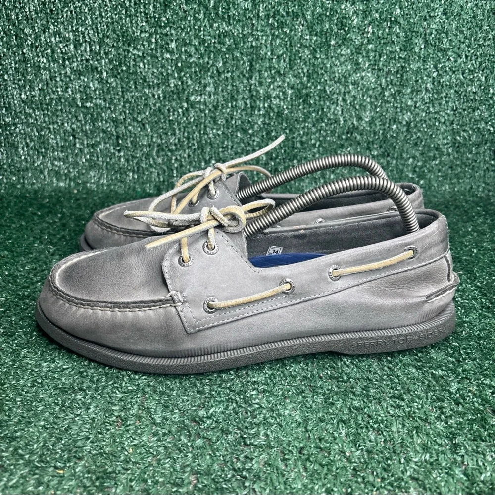 Sperry Top-Sider Men’s Gray Leather‎ Moccasin Boat Shoes Size 8.5